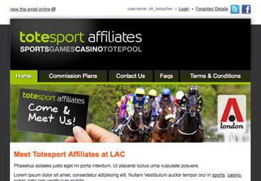 Email Design: Totesport Affiliates